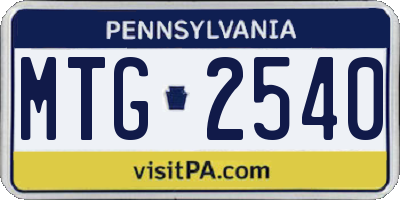 PA license plate MTG2540