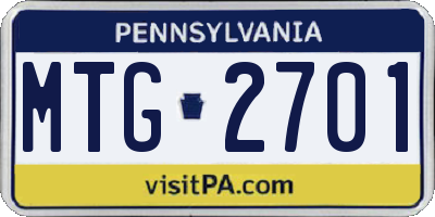 PA license plate MTG2701