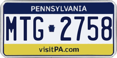 PA license plate MTG2758