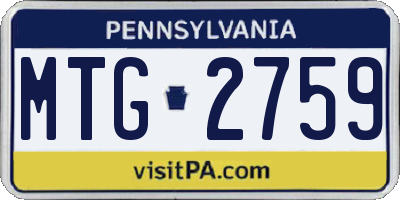 PA license plate MTG2759