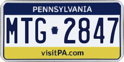 PA license plate MTG2847