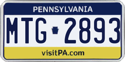 PA license plate MTG2893