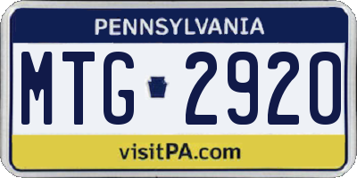 PA license plate MTG2920