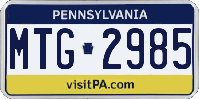 PA license plate MTG2985