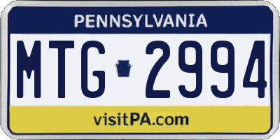PA license plate MTG2994