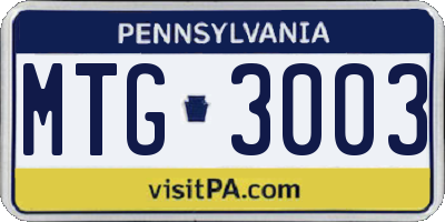 PA license plate MTG3003