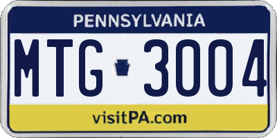 PA license plate MTG3004