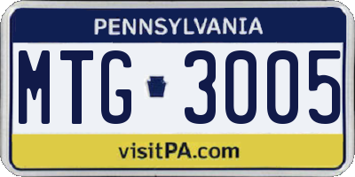 PA license plate MTG3005