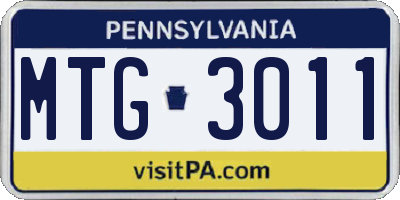 PA license plate MTG3011