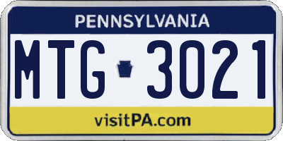 PA license plate MTG3021