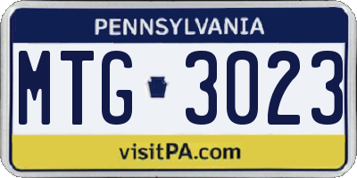 PA license plate MTG3023