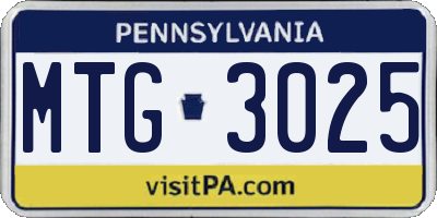 PA license plate MTG3025
