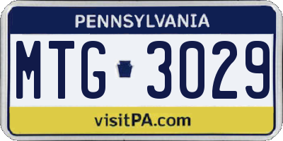 PA license plate MTG3029