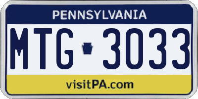 PA license plate MTG3033