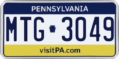PA license plate MTG3049