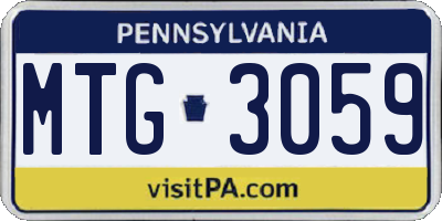 PA license plate MTG3059