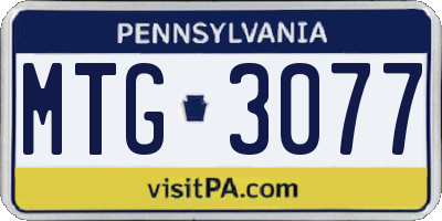 PA license plate MTG3077