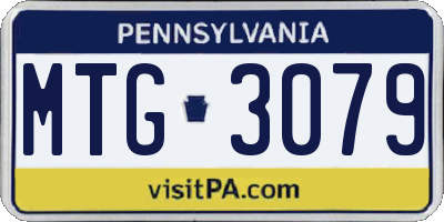 PA license plate MTG3079