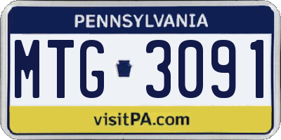 PA license plate MTG3091