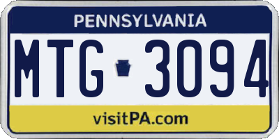 PA license plate MTG3094