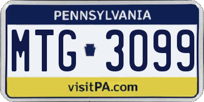 PA license plate MTG3099
