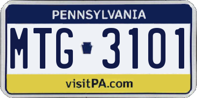 PA license plate MTG3101