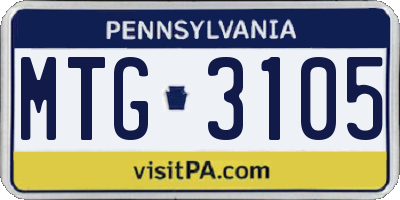 PA license plate MTG3105