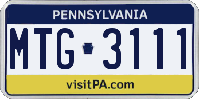 PA license plate MTG3111