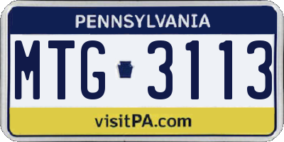 PA license plate MTG3113