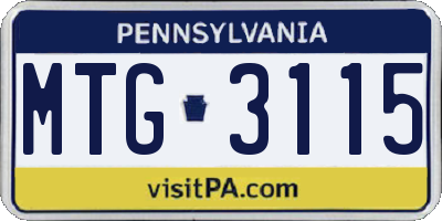 PA license plate MTG3115