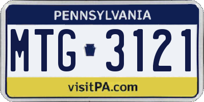 PA license plate MTG3121