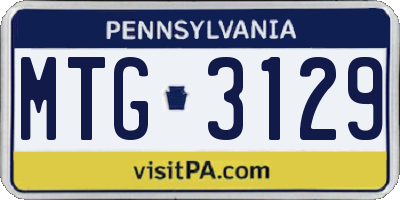 PA license plate MTG3129