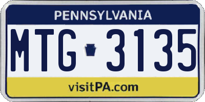 PA license plate MTG3135