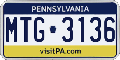 PA license plate MTG3136