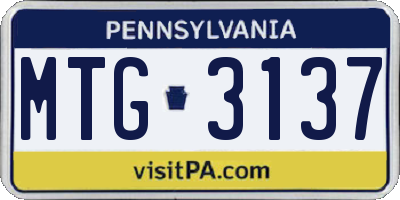 PA license plate MTG3137