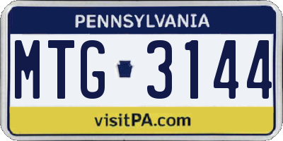 PA license plate MTG3144
