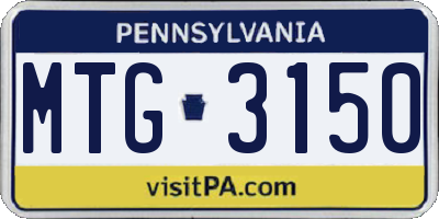 PA license plate MTG3150