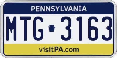 PA license plate MTG3163