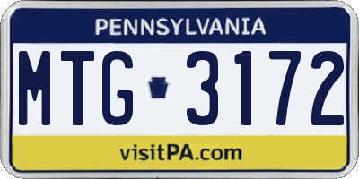 PA license plate MTG3172