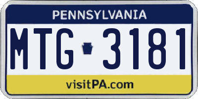 PA license plate MTG3181