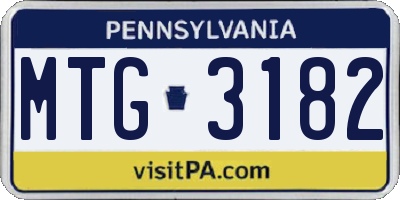 PA license plate MTG3182