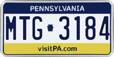 PA license plate MTG3184