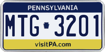 PA license plate MTG3201