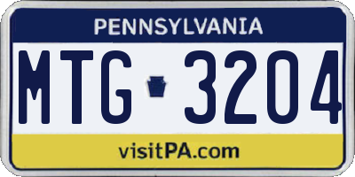 PA license plate MTG3204