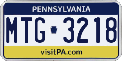 PA license plate MTG3218