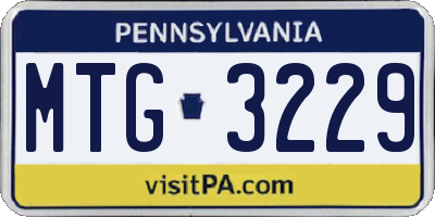 PA license plate MTG3229