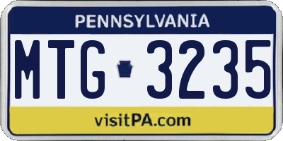 PA license plate MTG3235