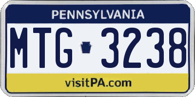 PA license plate MTG3238