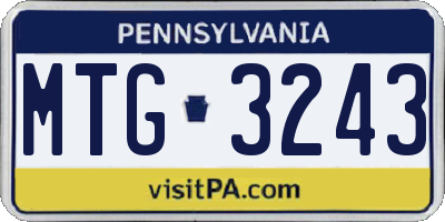 PA license plate MTG3243