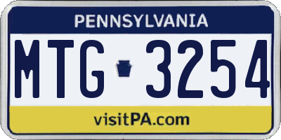 PA license plate MTG3254